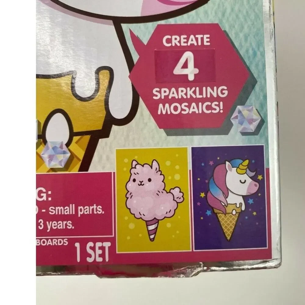 Sparkle Magic 3D Gemstone Mosaics Unicorn Create 4 Sparkling Mosaics 1 Set NEW